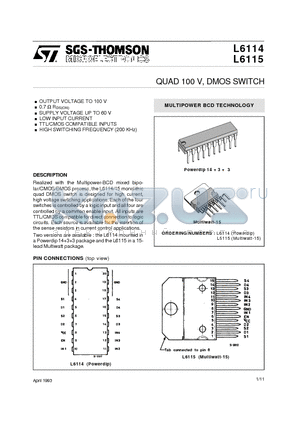 L6115 datasheet - QUAD 100 V, DMOS SWITCH