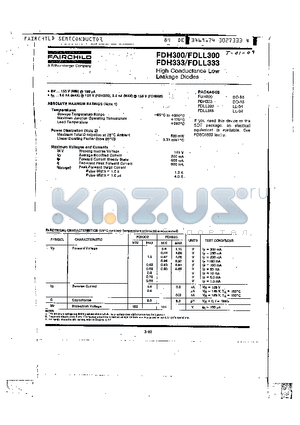 FDH300 datasheet - High Conductance Low Leakage Diodes