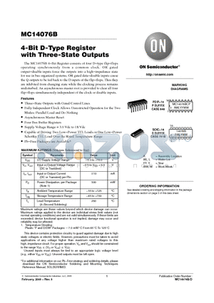 MC14076B datasheet - 4-Bit D-Type Register with Three-State Outputs