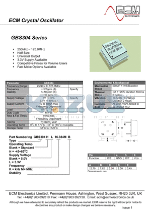 GBS304HL16.384MB datasheet - Crystal Oscillator