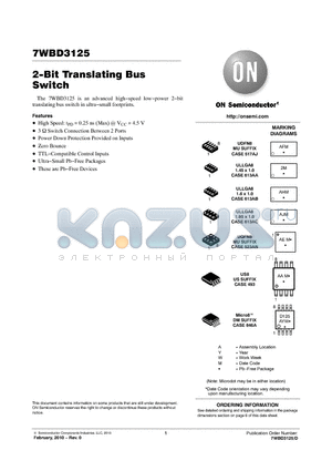 7WBD3125AMUTCG datasheet - 2-Bit Translating Bus Switch