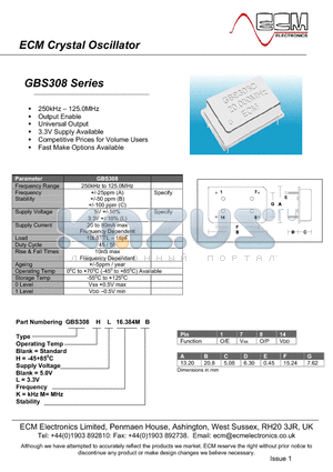 GBS308 datasheet - Crystal Oscillator