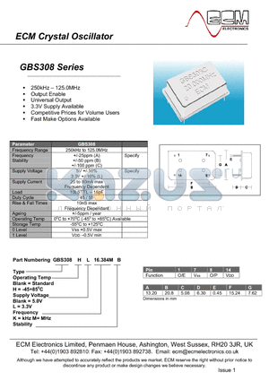 GBS308HL16.384MB datasheet - Crystal Oscillator