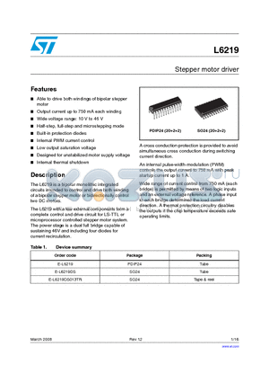 L6219 datasheet - Stepper motor driver