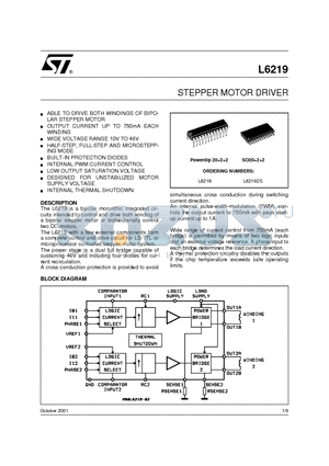 L6219D datasheet - STEPPER MOTOR DRIVER