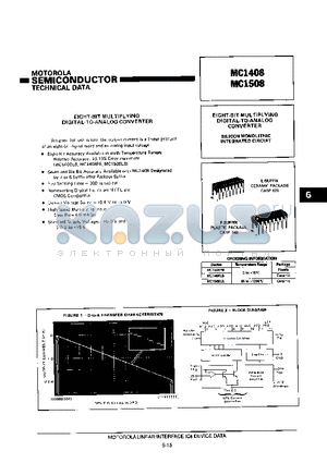 MC1408L7 datasheet - EIGHT-BIT MULTIPLYING DIGITAL-TO-ANALOG CNOVERTER