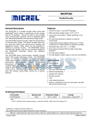 MICRF302 datasheet - Parallel Encoder