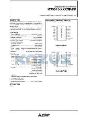 M35045-062SP datasheet - SCREEN CHARACTER and PATTERN DISPLAY CONTROLLERS