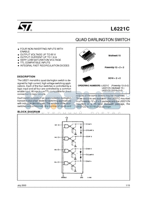 L6221CD datasheet - QUAD DARLINGTON SWITCH