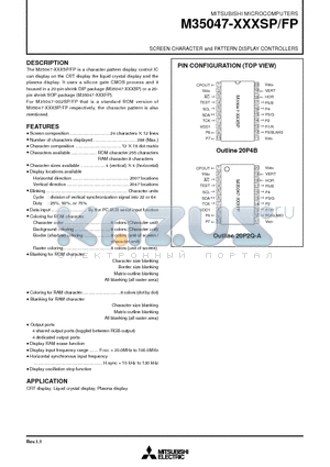 M35047 datasheet - SCREEN CHARACTER and PATTERN DISPLAY CONTROLLERS
