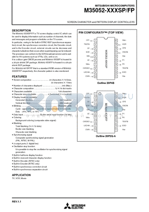 M35052-001 datasheet - SCREEN CHARACTER and PATTERN DISPLAY CONTROLLERS