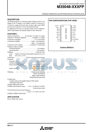 M35048 datasheet - SCREEN CHARACTER and PATTERN DISPLAY CONTROLLERS