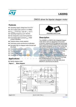 L6228QTR datasheet - DMOS driver for bipolar stepper motor