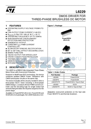 L6229PDTR datasheet - DMOS DRIVER FOR THREE-PHASE BRUSHLESS DC MOTOR