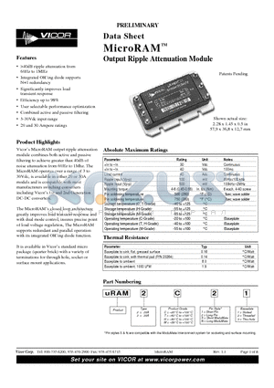 MICRORAM datasheet - Output Ripple Attenuation Module