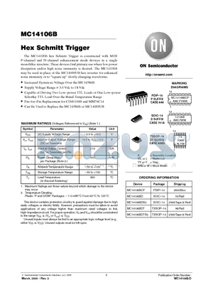 MC14106BCP datasheet - Hex Schmitt Trigger