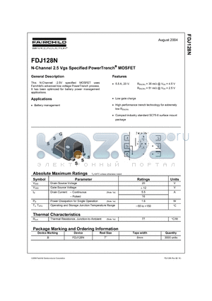 FDJ128N datasheet - N-Channel 2.5 Vgs Specified PowerTrench MOSFET
