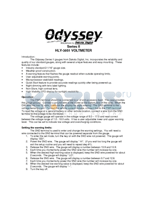 HLY-3051 datasheet - Series II HLY-3051 VOLTMETER Introduction