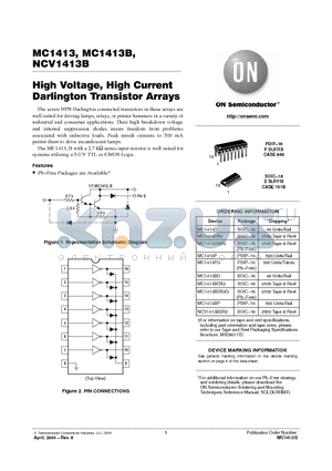 MC1413 datasheet - High Voltage, High Current Darlington Transistor Arrays