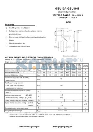 GBU10K datasheet - Silicon Bridge Rectifiers