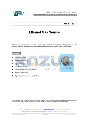 MICS-5131 datasheet - Ethanol Gas Sensor