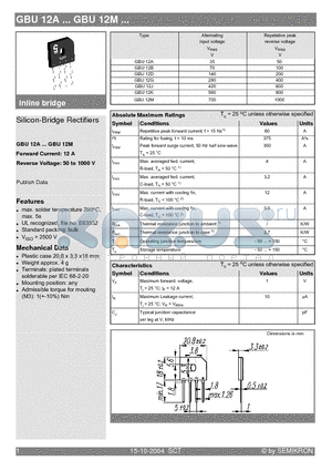 GBU12A datasheet - Silicon-Bridge Rectifiers