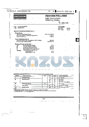 FDLL1000 datasheet - High Conductance Switching Diodes