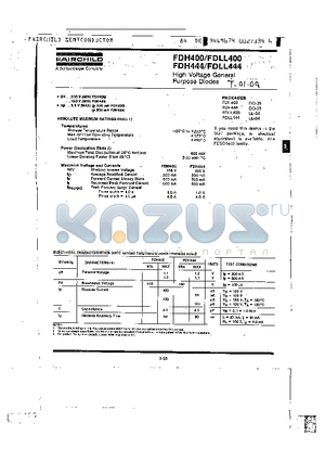 FDLL400 datasheet - High Voltage General PurPose Diodes