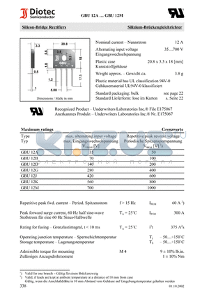 GBU12J datasheet - Silicon-Bridge Rectifiers