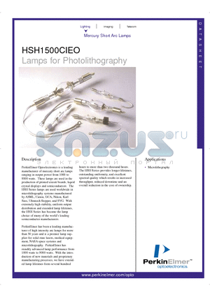 HBO1500CIEL datasheet - Lamps for Photolithography