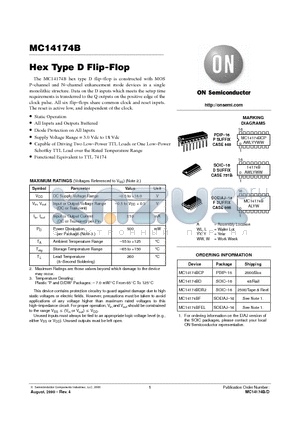 MC14174BF datasheet - Hex Type D Flip-Flop