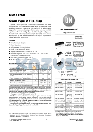 MC14175B datasheet - Quad Type D Flip−Flop