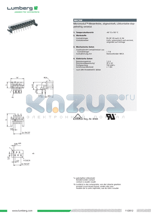 MICSW datasheet - Micro modul-Messerleiste, abgewinkelt, Lotkontakte doppelreihig versetzt