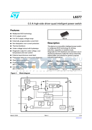 L6377D datasheet - 0.5 A high-side driver quad intelligent power switch