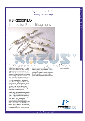 HBO3500W datasheet - Lamps for Photolithography