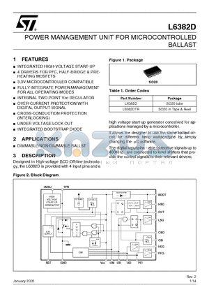 L6382DTR datasheet - Power management unit for microcontrolled ballast