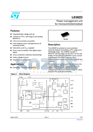 L6382D_07 datasheet - Power management unit for microcontrolled ballast