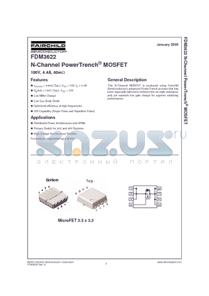 FDM3622 datasheet - N-Channel PowerTrench MOSFET