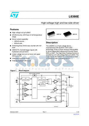 L6386E datasheet - High-voltage high and low side driver
