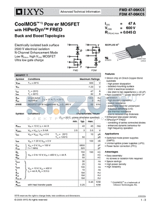 FDM47-06KC5 datasheet - CoolMOS Pow er MOSFET with HiPerDyn FRED Buck and Boost Topologies