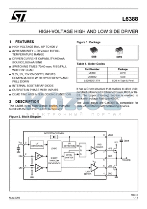 L6388 datasheet - HIGH-VOLTAGE HIGH AND LOW SIDE DRIVER