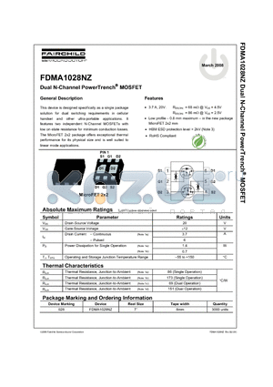 FDMA1028NZ_08 datasheet - Dual N-Channel PowerTrench^ MOSFET