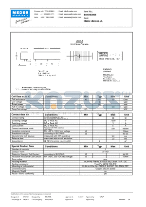 HM05-1A83-06-UL datasheet - HM Reed Relay