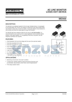 MID400 datasheet - AC LINE MONITOR LOGIC-OUT DEVICE