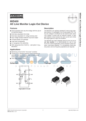 MID400SD datasheet - AC Line Monitor Logic-Out Device