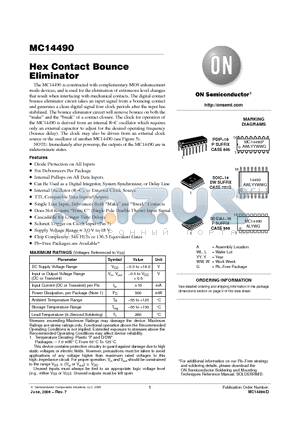 MC14490F datasheet - Hex Contact Bounce Eliminator