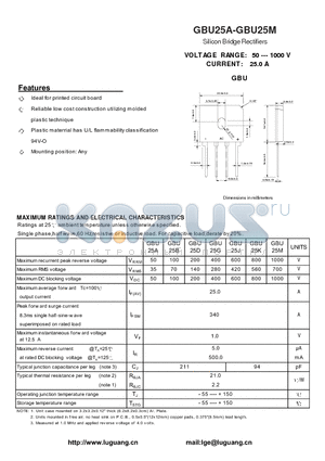 GBU25J datasheet - Silicon Bridge Rectifiers