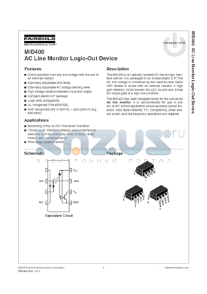 MID400W datasheet - AC Line Monitor Logic-Out Device