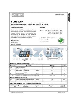 FDMB506P datasheet - P-Channel 1.8V Logic Level PowerTrench MOSFET