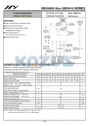 GBU4005 datasheet - GLASS PASSIVATED BRIDGE RECTIFIERS